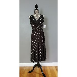 Anne Klein black and white polka-dot midi dress